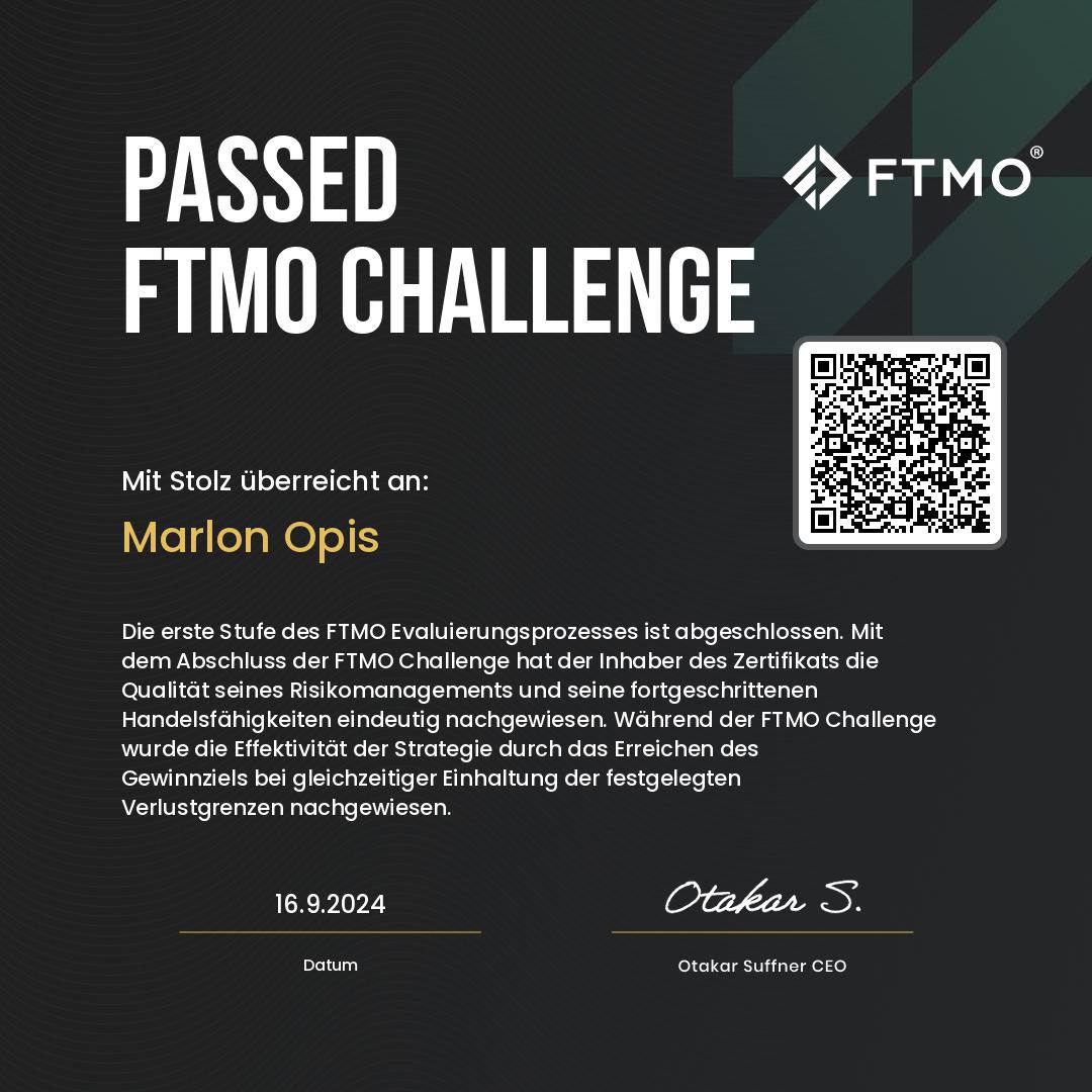 Marlon Opis FTMO Challenge Passed